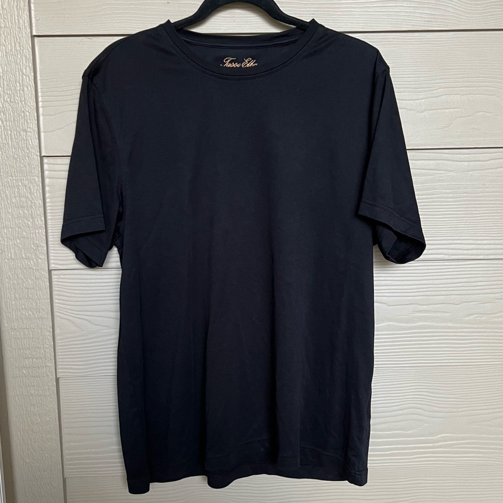 Black Men's Solid Supima Blend Crewneck T-Shirt Size L